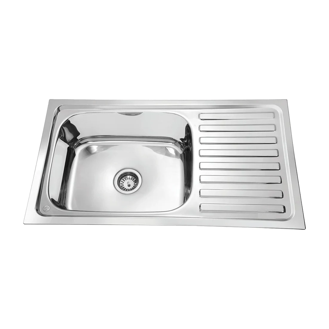 Eco Single Bowl Kitchen Sink Drainboard Flat Edge - Stainless Steel