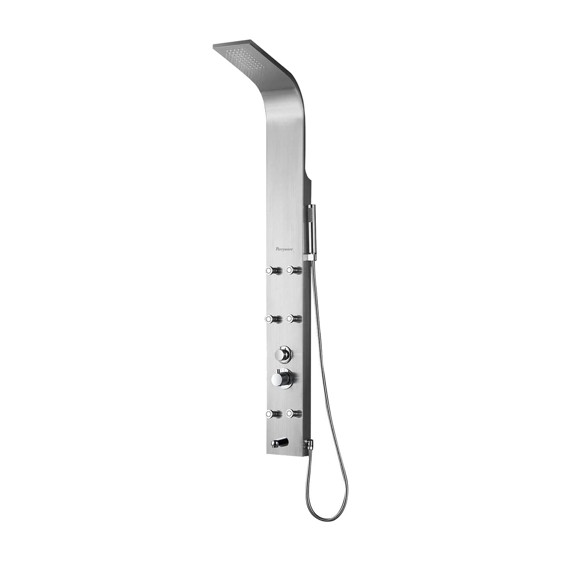 Quest Thermostatic Panel Rain Shower Body Jets Hand Show